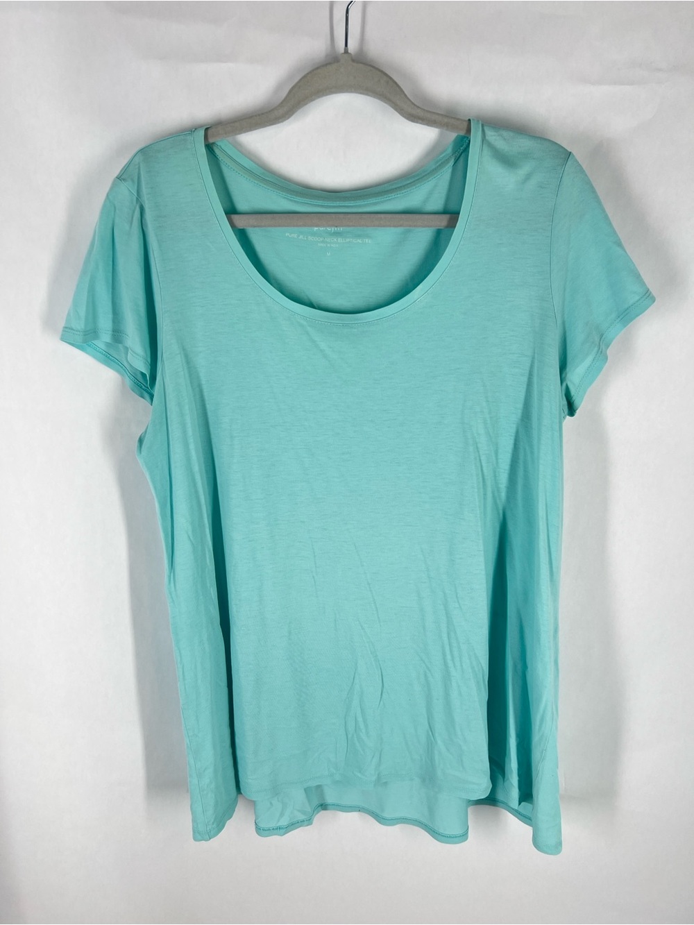 J.Jill Pure Jill Scoop Neck Elliptical Tee Aqua Blue Pima Cotton Size M - Picture 2 of 11